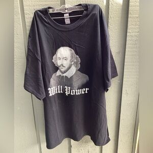 GILDAN Cotton Shakespeare “WILL POWER” Graphic T-Shirt  Black Size 3XL NWOT